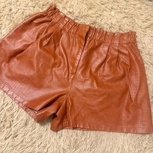 Women's Tan Leather Shorts by ANTHROPOLOGIE
